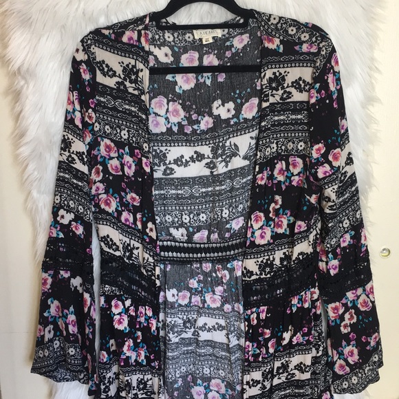 La Hearts Tops - L.A. Hearts 🖤 Boho Floral Open Kimono Duster